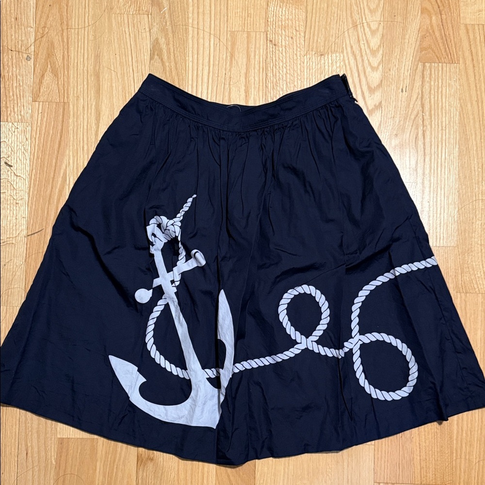NWOT Jcrew Nautical Navy Skirt with Anchor Design SIZE 6